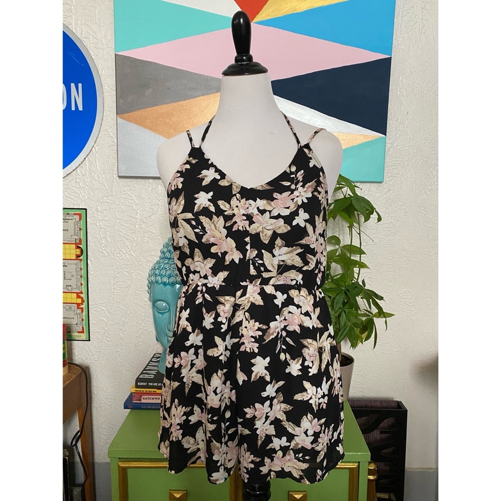 Maude by Anthropologie Floral spring romper with halter tie